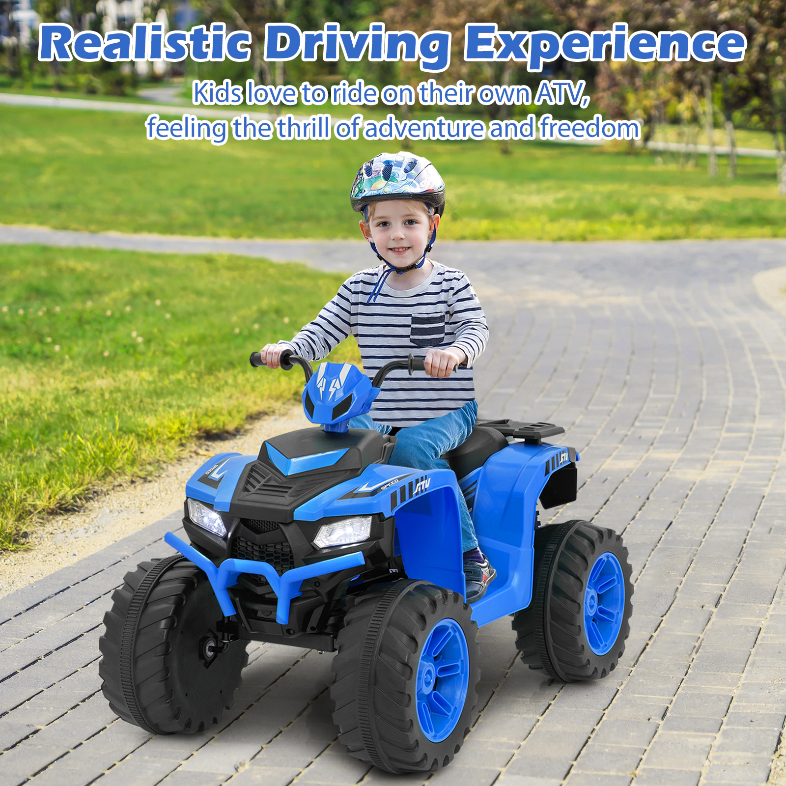 SUGIFT 24V 77-lb Capacity Kids Ride-On Electric ATV with 2-Speed Control LED Display and Treaded Tires