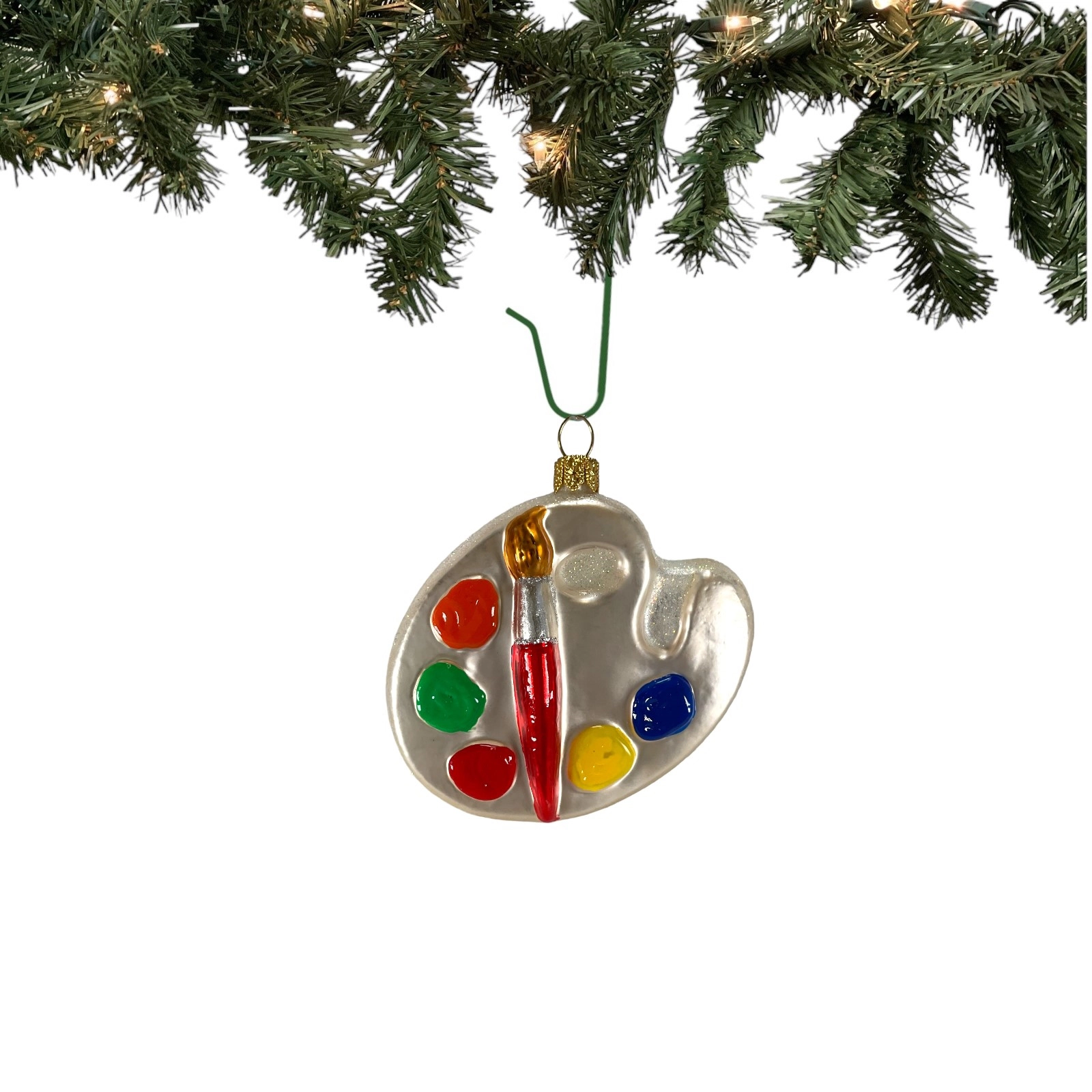 Pinnacle Peak Trading Company Painter's Paint Palette Polish Glass Christmas Tree Ornament Painting