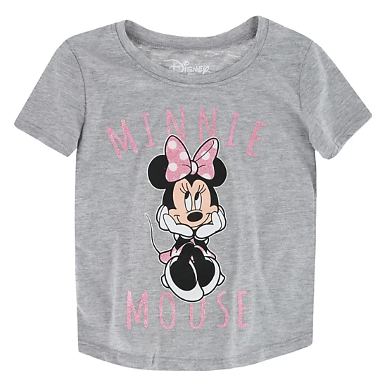 Jerry Leigh Girls Minnie Mouse Glitter Bow Short Sleeve T-Shirt, Color ...