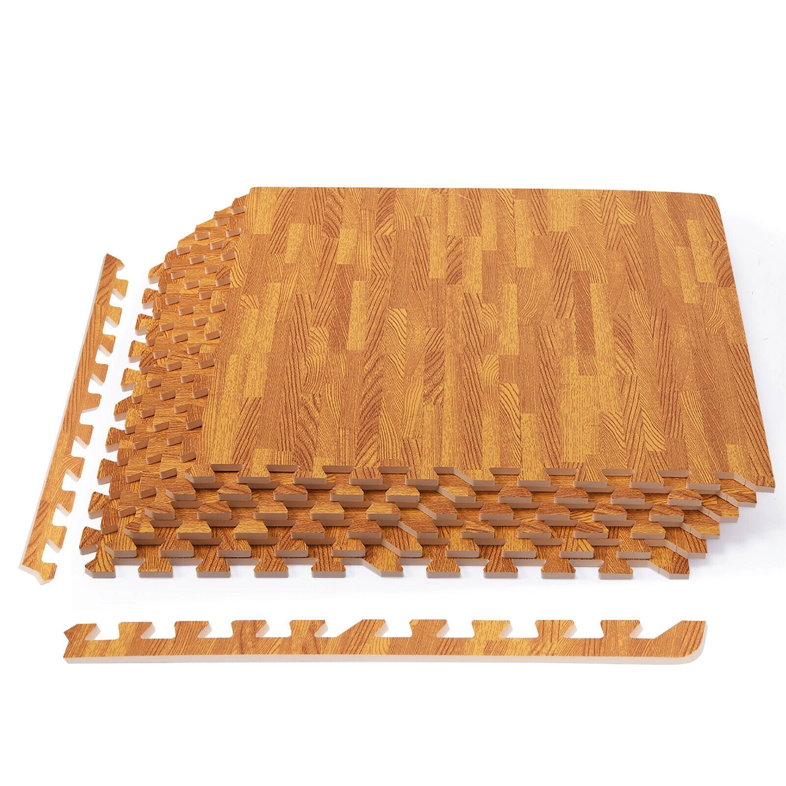 SlickBlue 12-Piece EVA Foam Floor Mat Set with Edge Strips, 8' x 6'