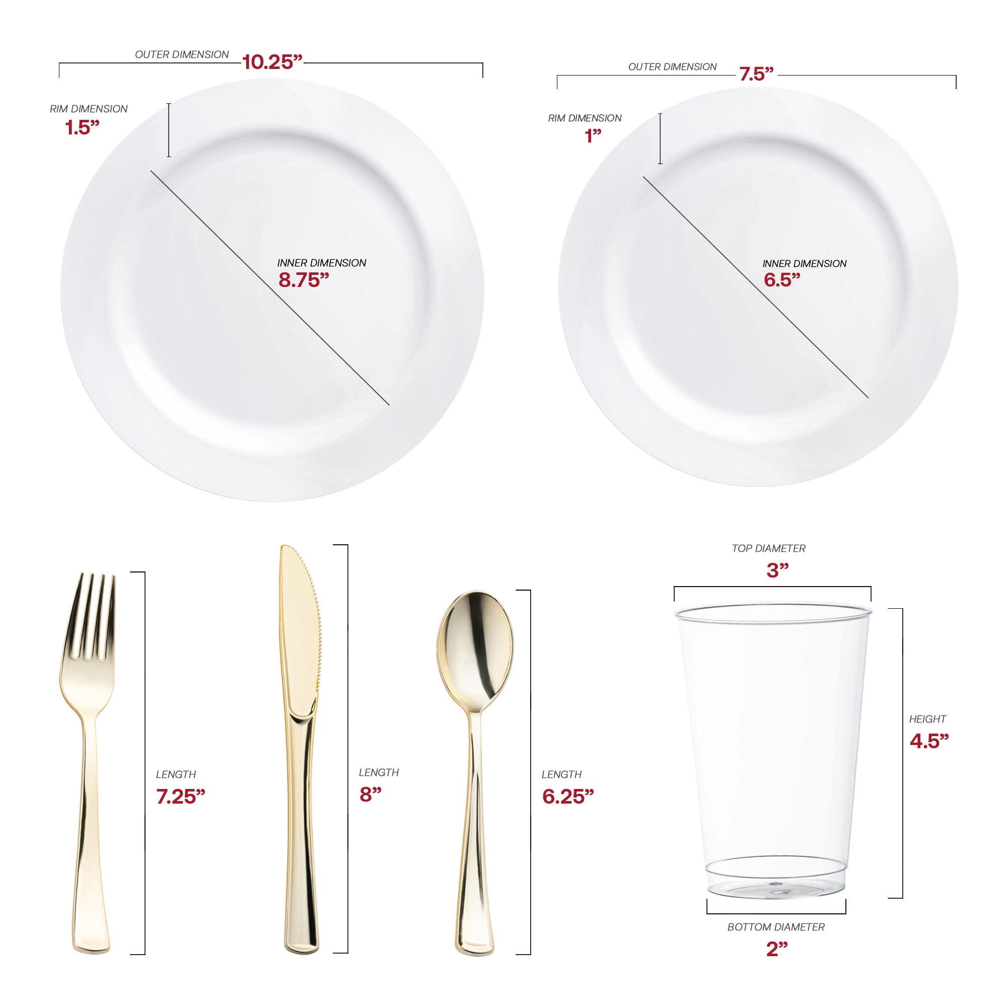 Smarty Had A Party Solid White Economy Round Disposable Plastic Wedding Value Set