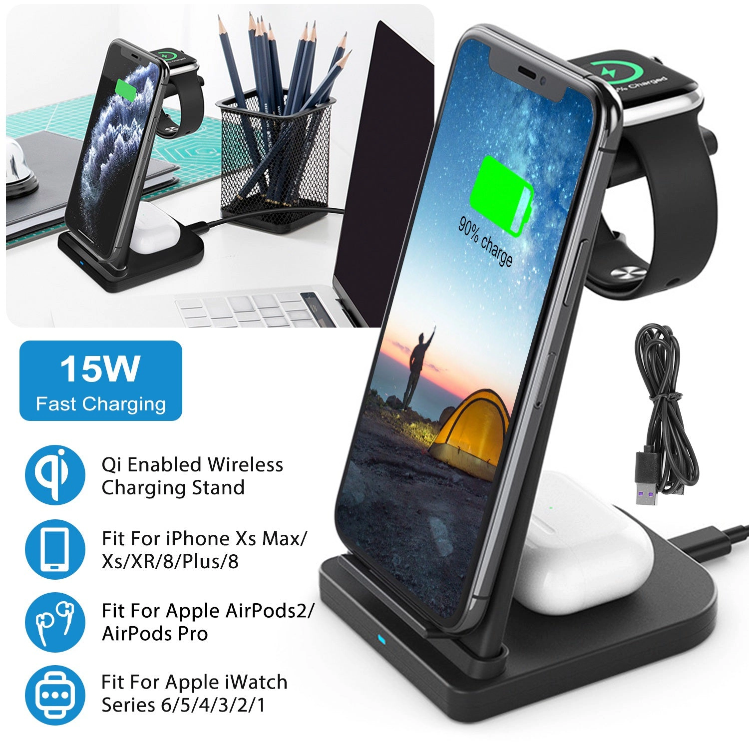 GBruno 3-in-1 Wireless Charging Dock