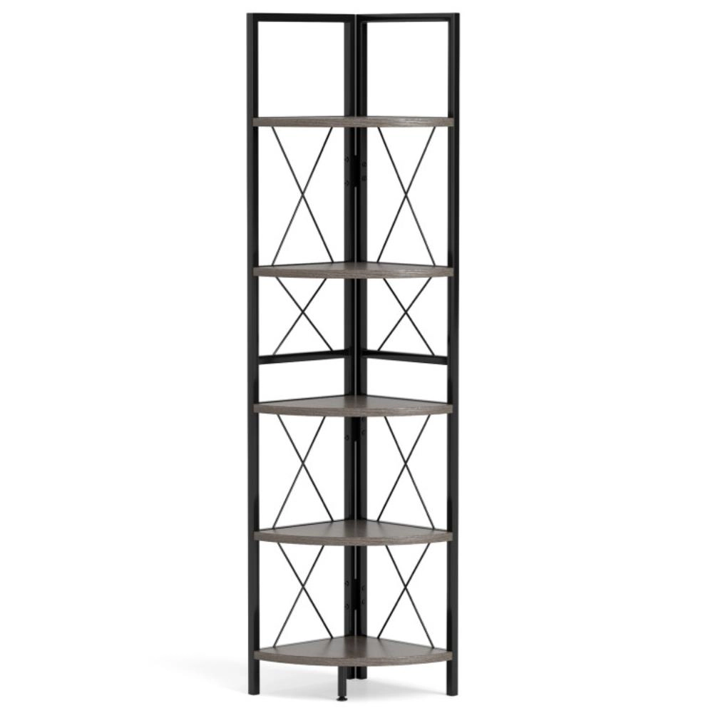 Hivvago 5-Tier Freestanding Corner Shelf 63 Inch Tall Storage Rack