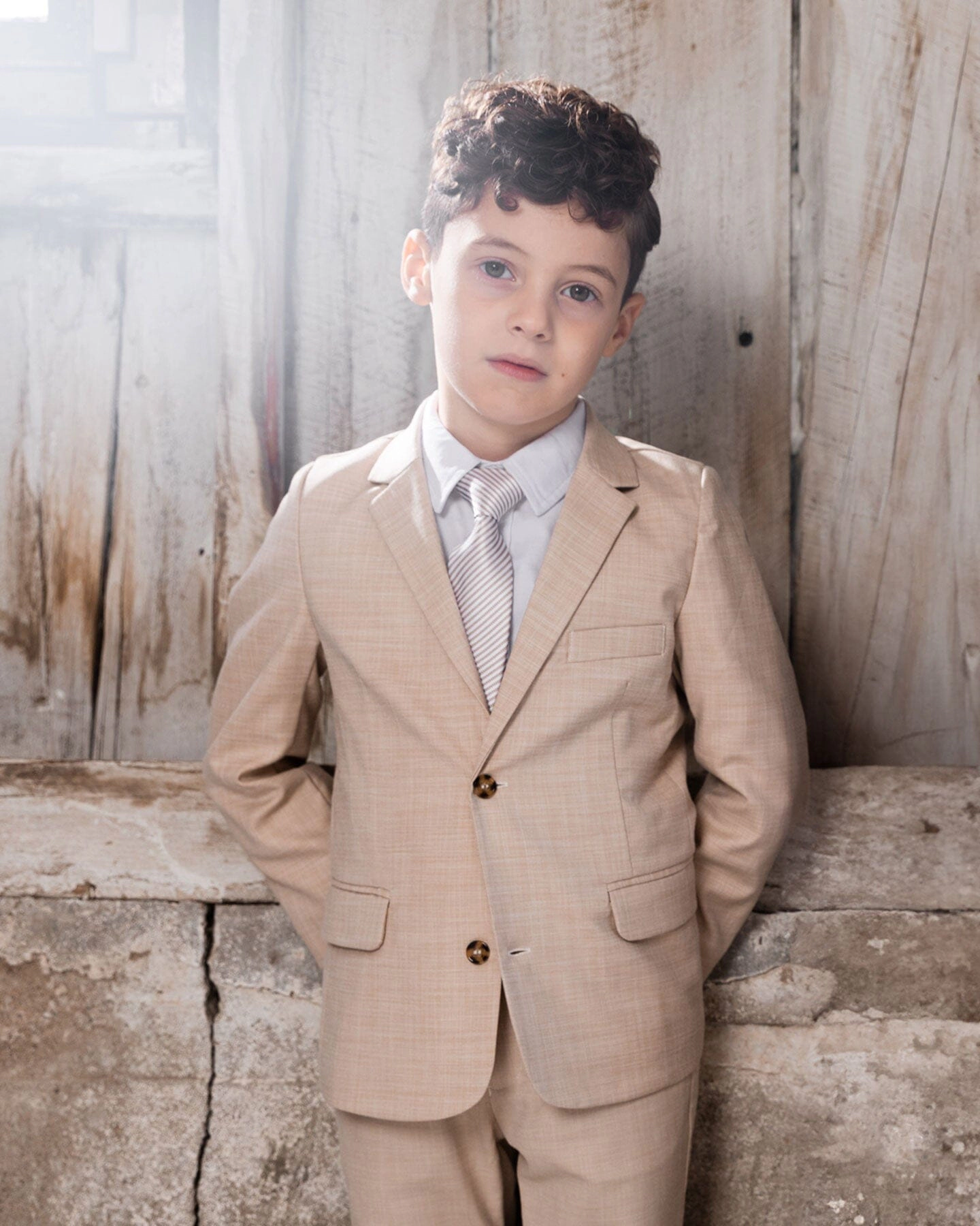 Deux par Boys Two-Button Tailored Blazer with Flap Pockets