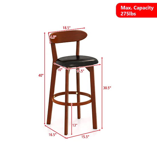 Hivvago Set of Two Modern Kitchen Chairs Featuring Sleek Armless Design and Padded Seating
