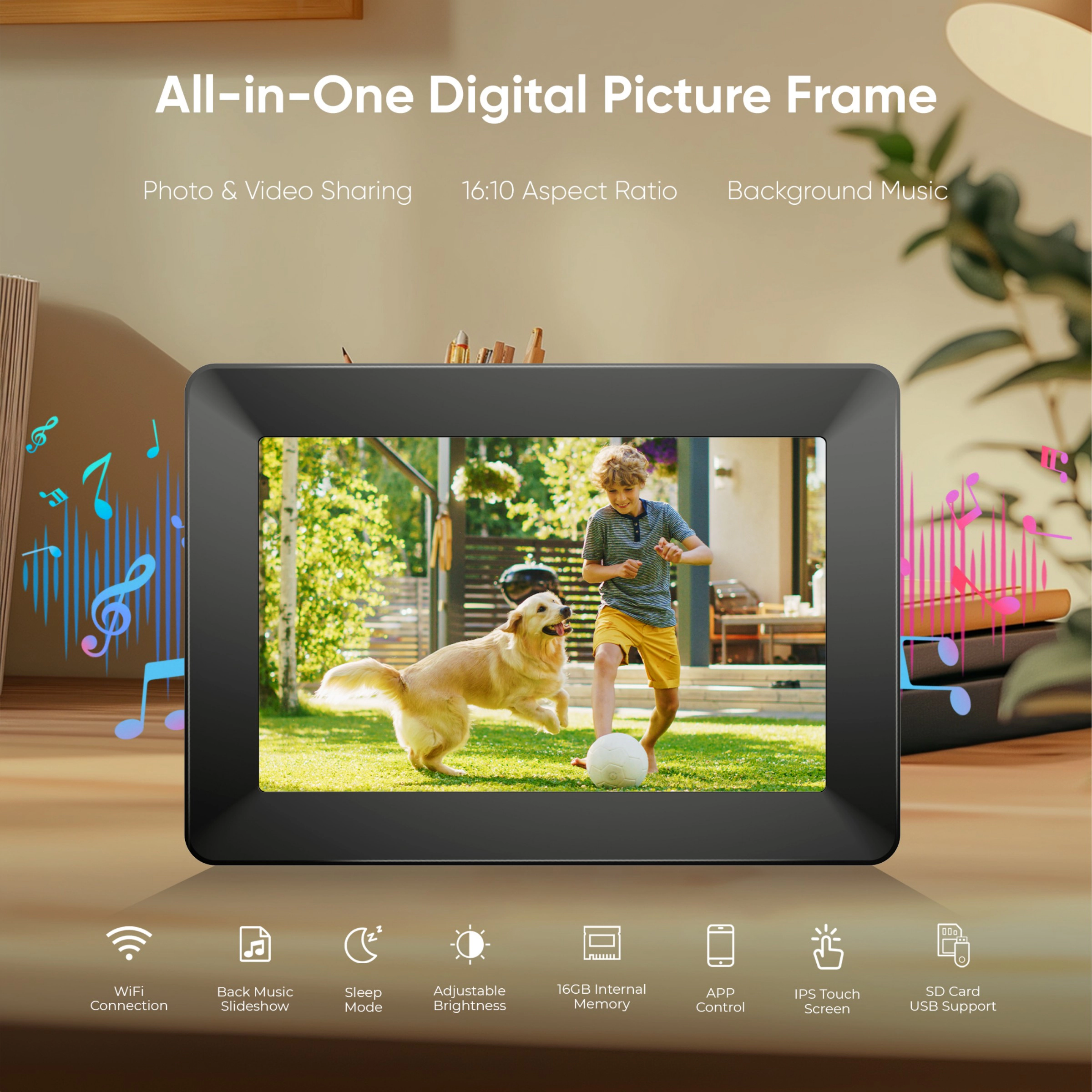 Eco4life 10.1" WiFi Digital Frame Instant Photo Video Share