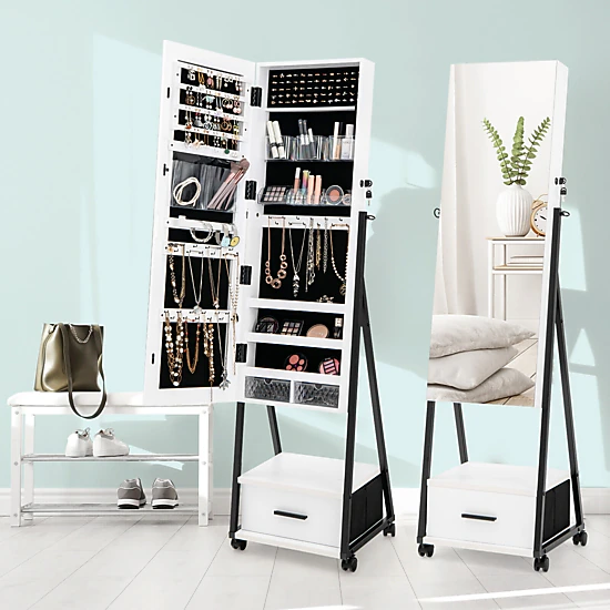 Hivvago Full-Length Mirror Jewelry Storage Cabinet