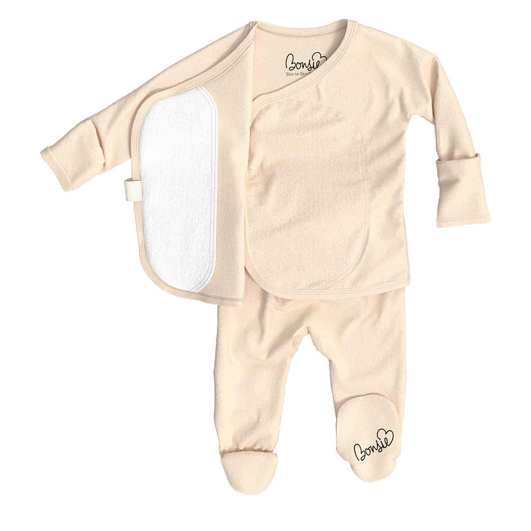 Bonsie Footie Long Sleeve - Oat, Skin-to-Skin Babywear