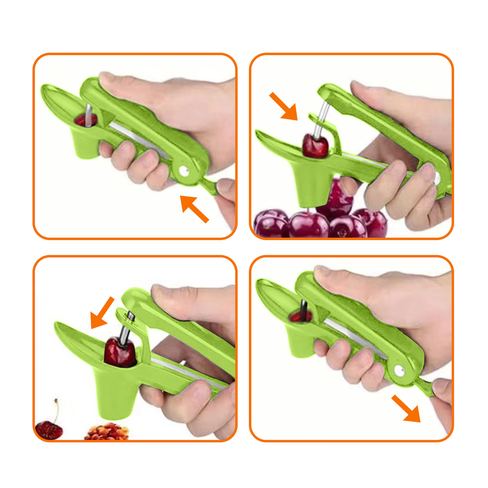 Cheer Collection Cherry and Olive Pitter with One-Handed Press, Splash Guard and Locking Handle