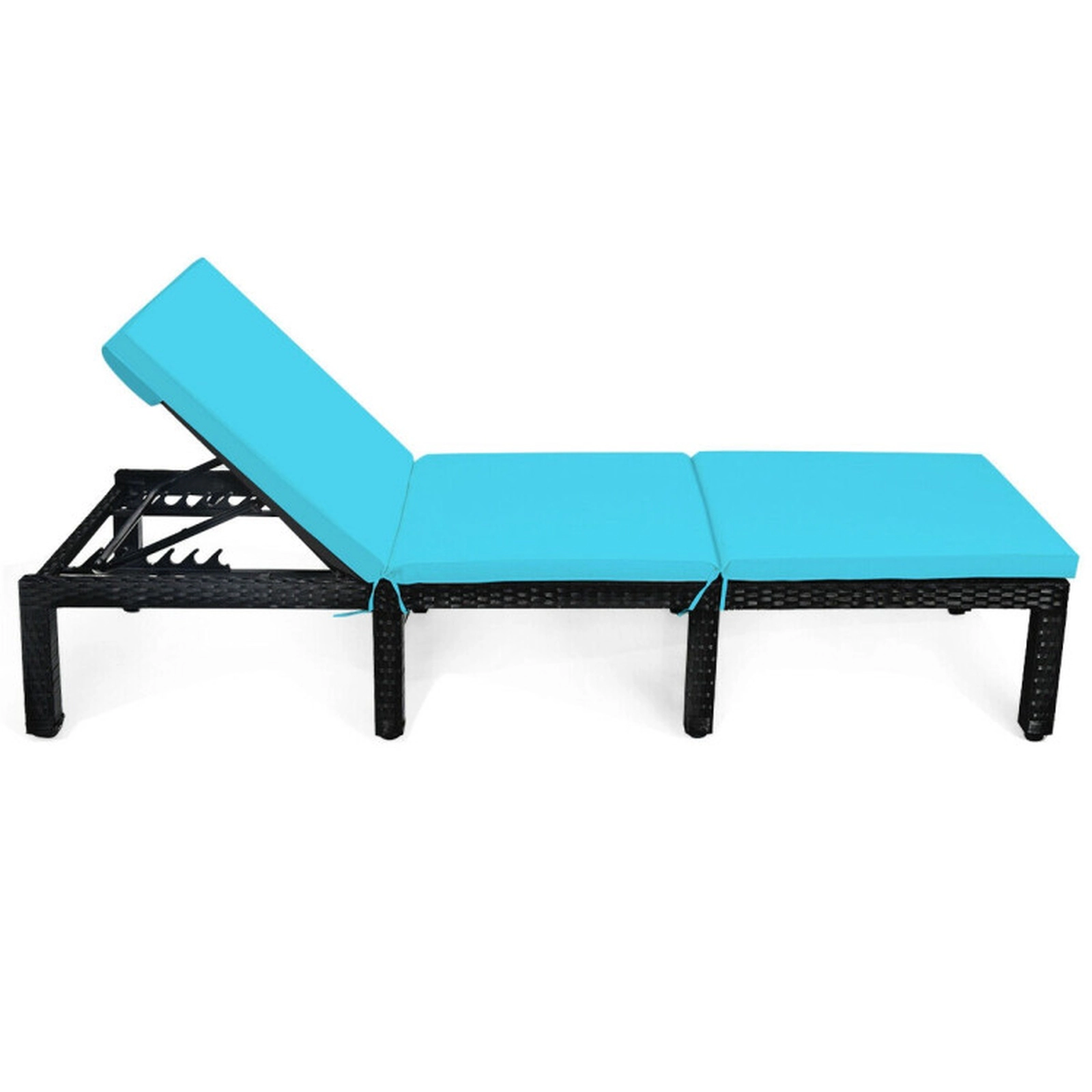SUGIFT 6-Position 2-in Cushion PE Rattan Steel Frame Chaise Lounge Chair 77-in x 25.5-in 355-lb Capacity Turquoise