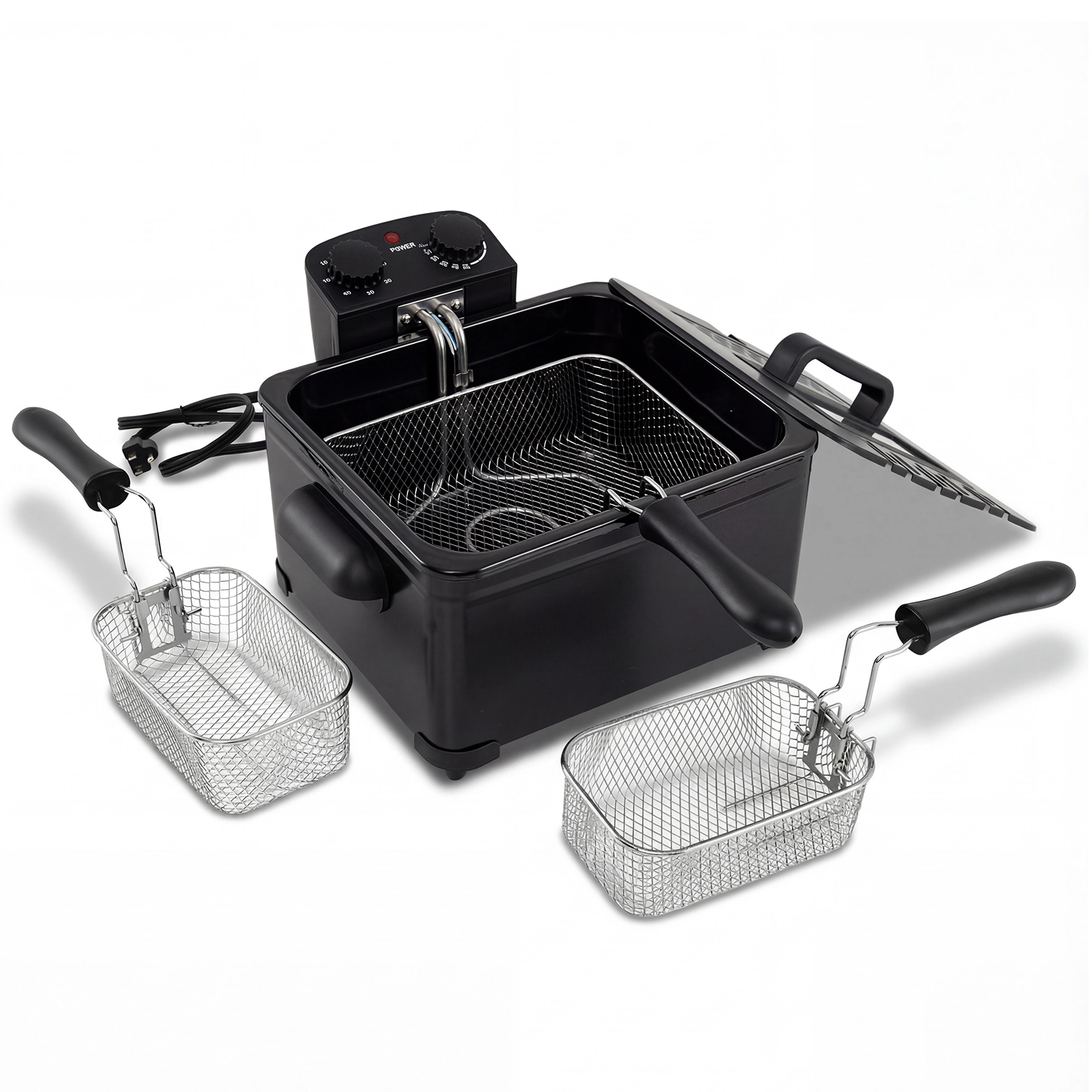 LJG Electric Deep Fryer 5.3QT/21-Cup Stainless Steel 1700W with Triple Basket