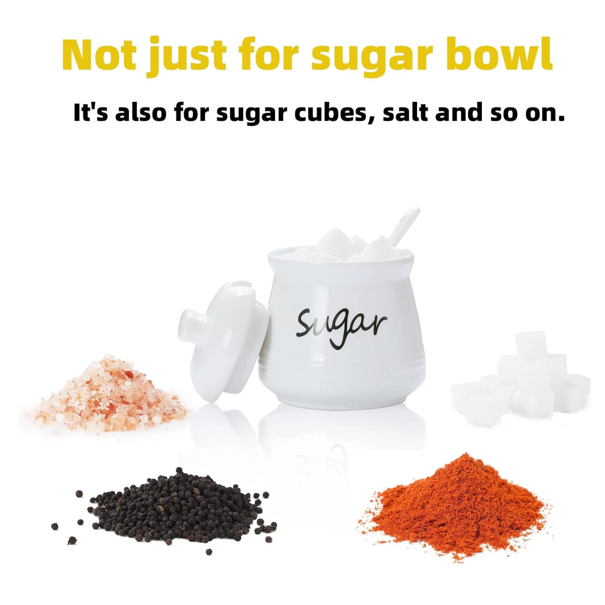 Stock Preferred 12 oz Ceramic Sugar Bowl with Lid and Serving Spoon