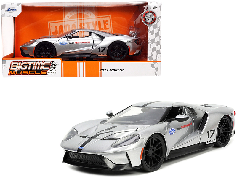 Jada 2017 Ford GT #17 Silver Metallic with Black Stripes "Ford Performance" "Bigtime Muscle" Series 1/24