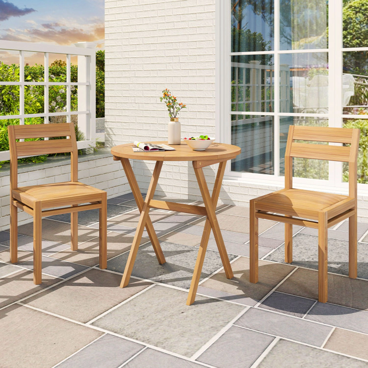 Hivvago Outdoor Side Table With Slatted Tabletop And X-Shaped Structure