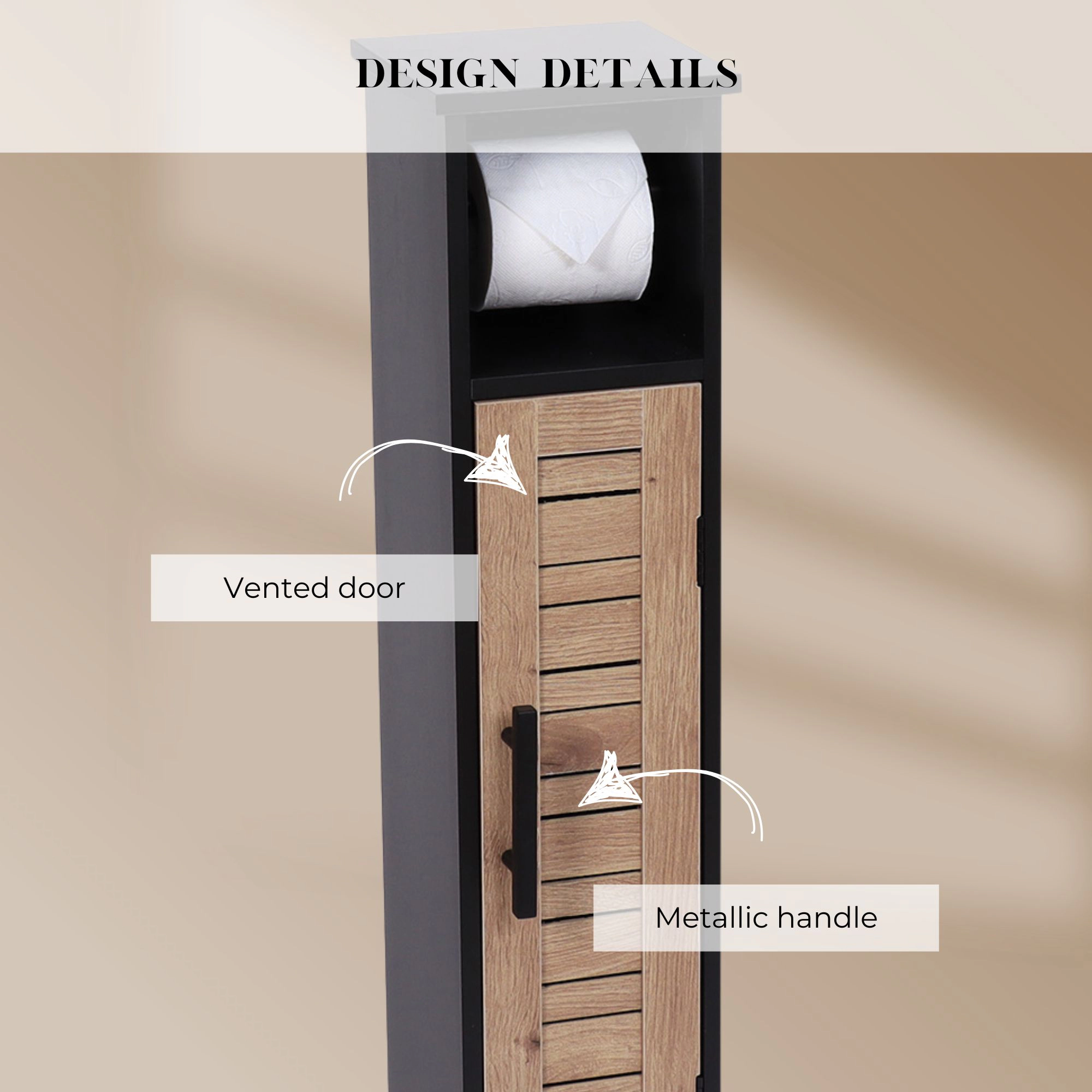 Evideco French Home Goods Slim Freestanding Toilet Cabinet - 6-Roll Dispenser