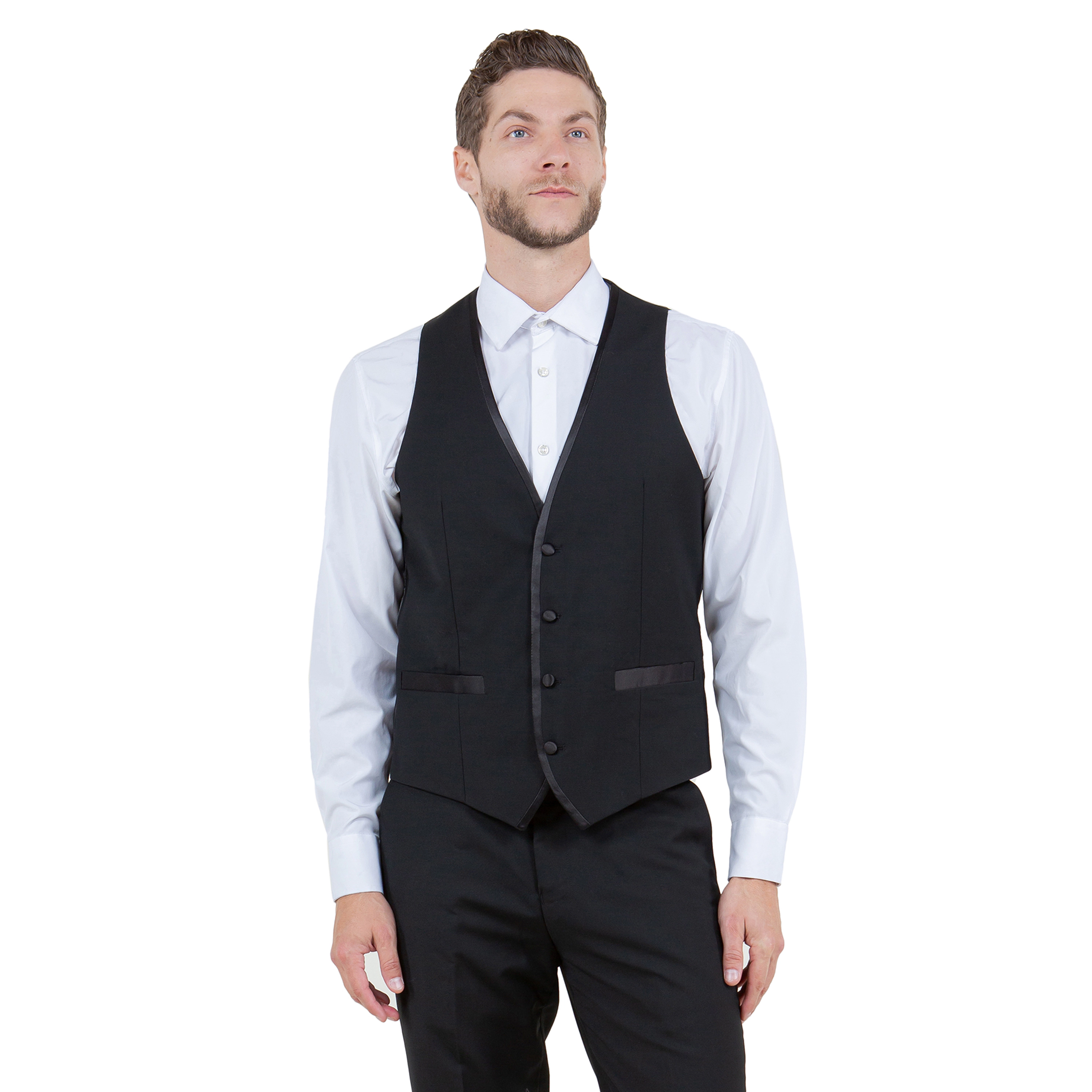 Bryan Michaels Mens 3-Piece Peak Lapel Tuxedo Set w/ Satin Edge Trim