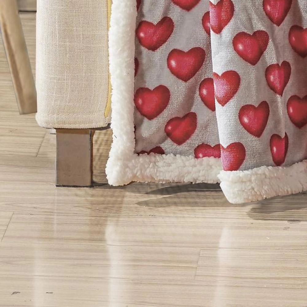 Juliette Valentine Hearts Micro Plush Sherpa All Season Throw Blanket 50" x 60" Multicolor by Plazatex