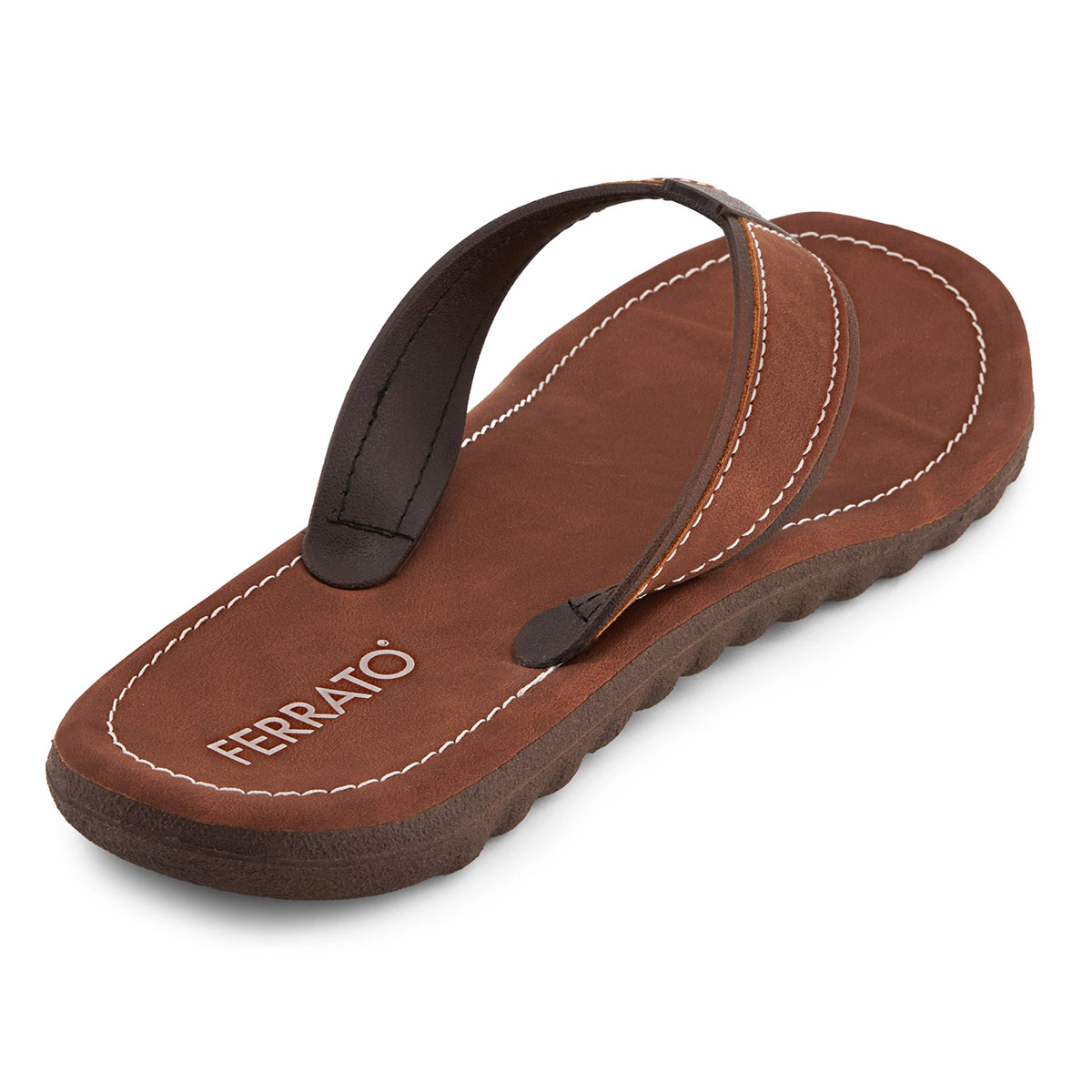 Ferrato Mens Thong Sandals -, Soft-Texture, Decorative Stitching