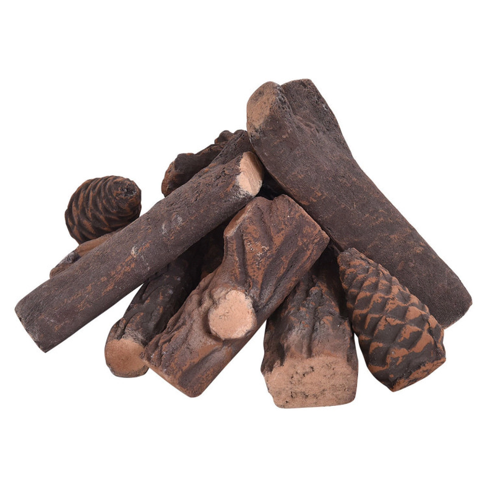 SUGIFT 9-Piece Realistic Ceramic Fireplace Logs Set for Gas Fireplaces 9 x 2 x 2-in Largest Log 1.6-lb Natural Wood