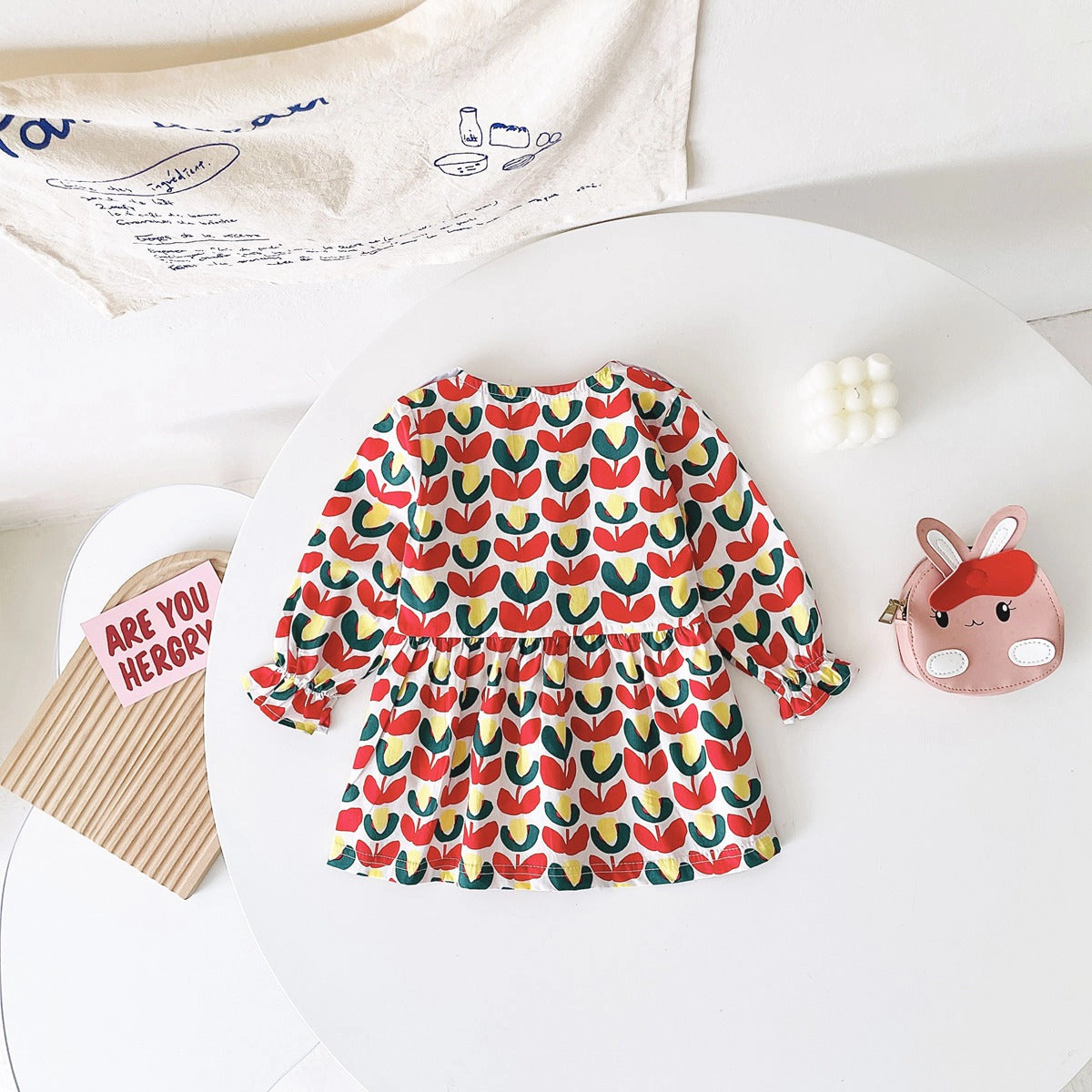 MyKids-USA Baby Girl Floral Print Pattern Doll Neck A-Line Design Dress