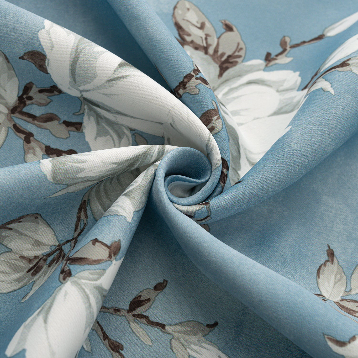 Olivia Gray 100% Polyester 200 GSM Blossom Printed Blackout Grommet Curtain Panel 54" x 90" Blue