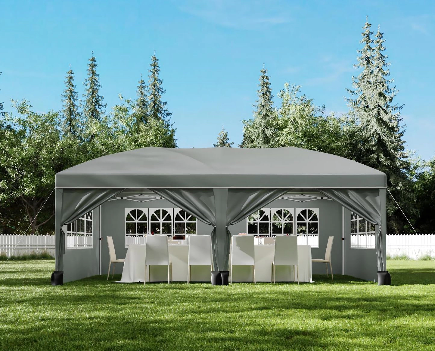 Enjyam 10x20FT Pop Up Canopy Tent, 6 Waterproof Sidewalls, 420D Oxford Fabric, UV Blocking, 3 Heights for Outdoor Events