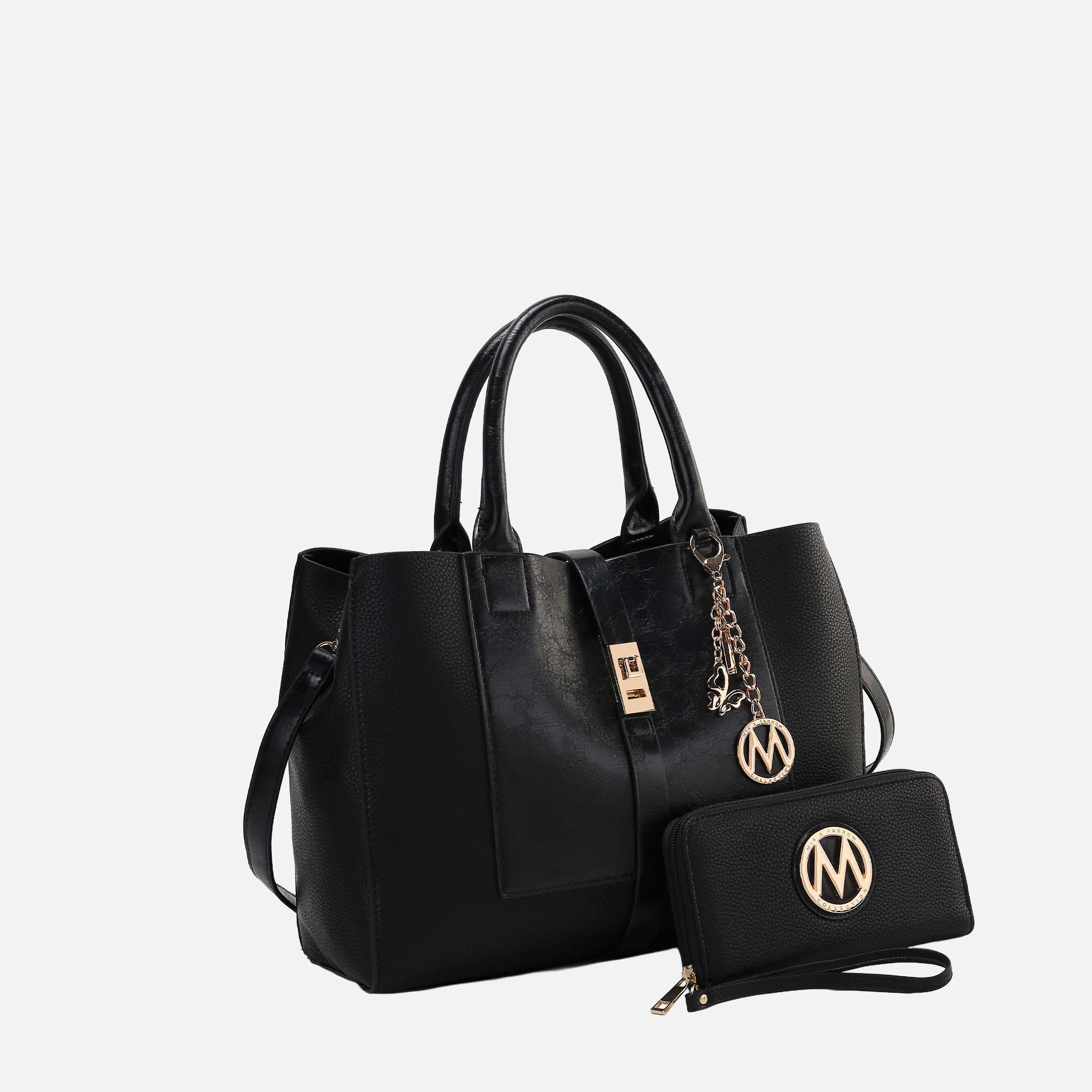 MKF Collection by Mia K Yola Satchel Handbag with Matching Wallet - Vegan Pebble Faux Leather