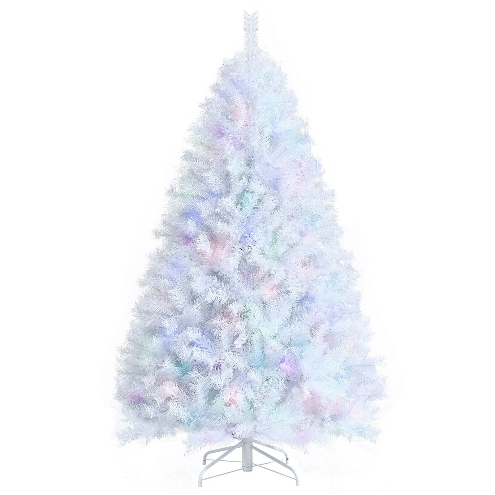 SUGIFT 6-ft White Iridescent Tinsel Artificial Christmas Tree with 792 Branch Tips and X-Shaped Iron Base