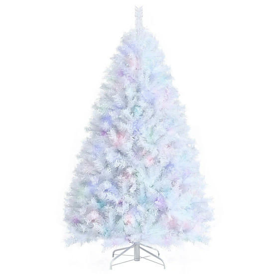 SUGIFT 6-ft White Iridescent Tinsel Artificial Christmas Tree with 792 Branch Tips and X-Shaped Iron Base