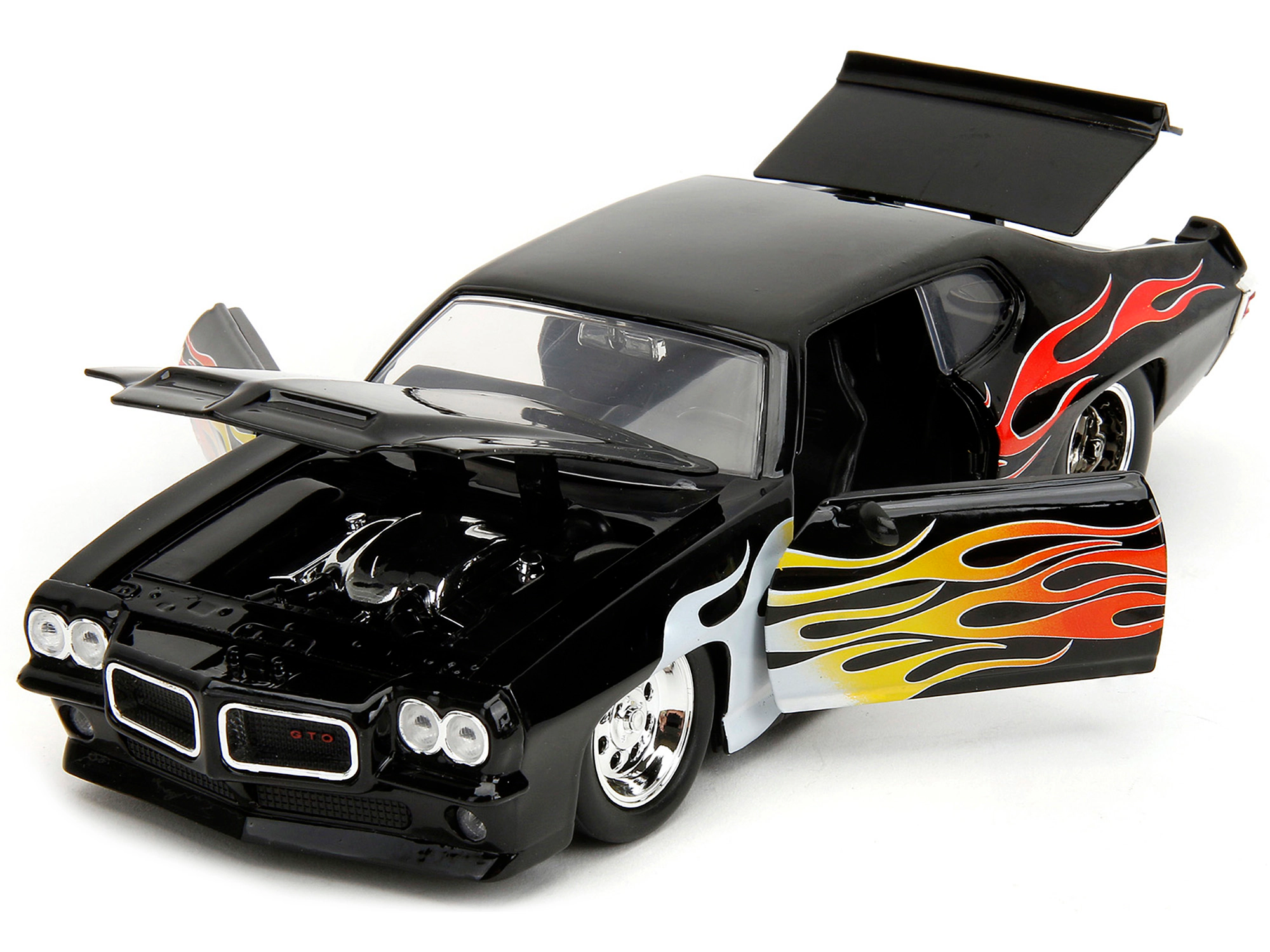 Jada 1971 Pontiac GTO Black with Flame Graphics "Bigtime Muscle" Series 1/24 Diecast Model Car by Jada