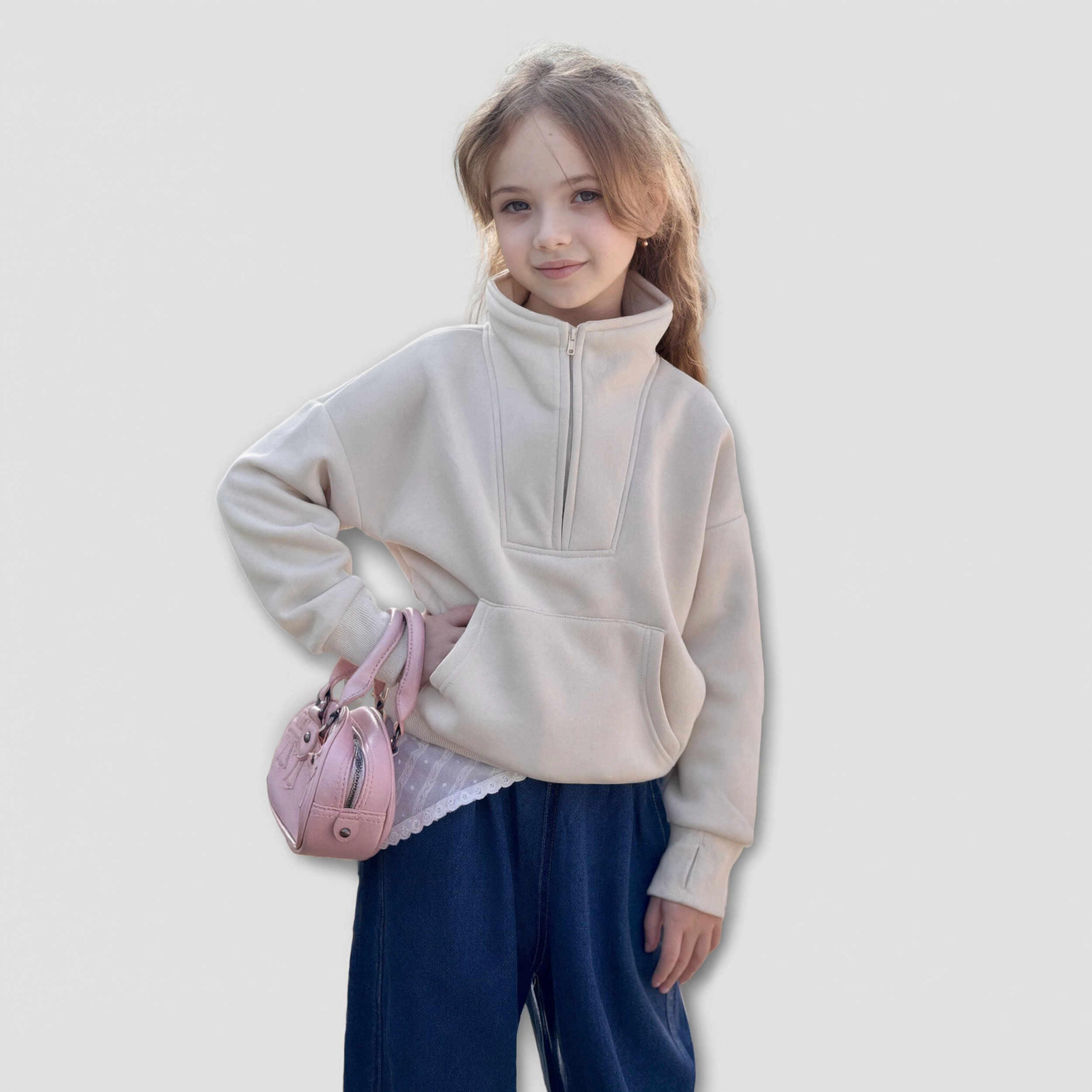 Arshiner Girls Half Zip Sweatshirt Fleece Quarter Pullover Sweatshirts Fall Clothes For Teen