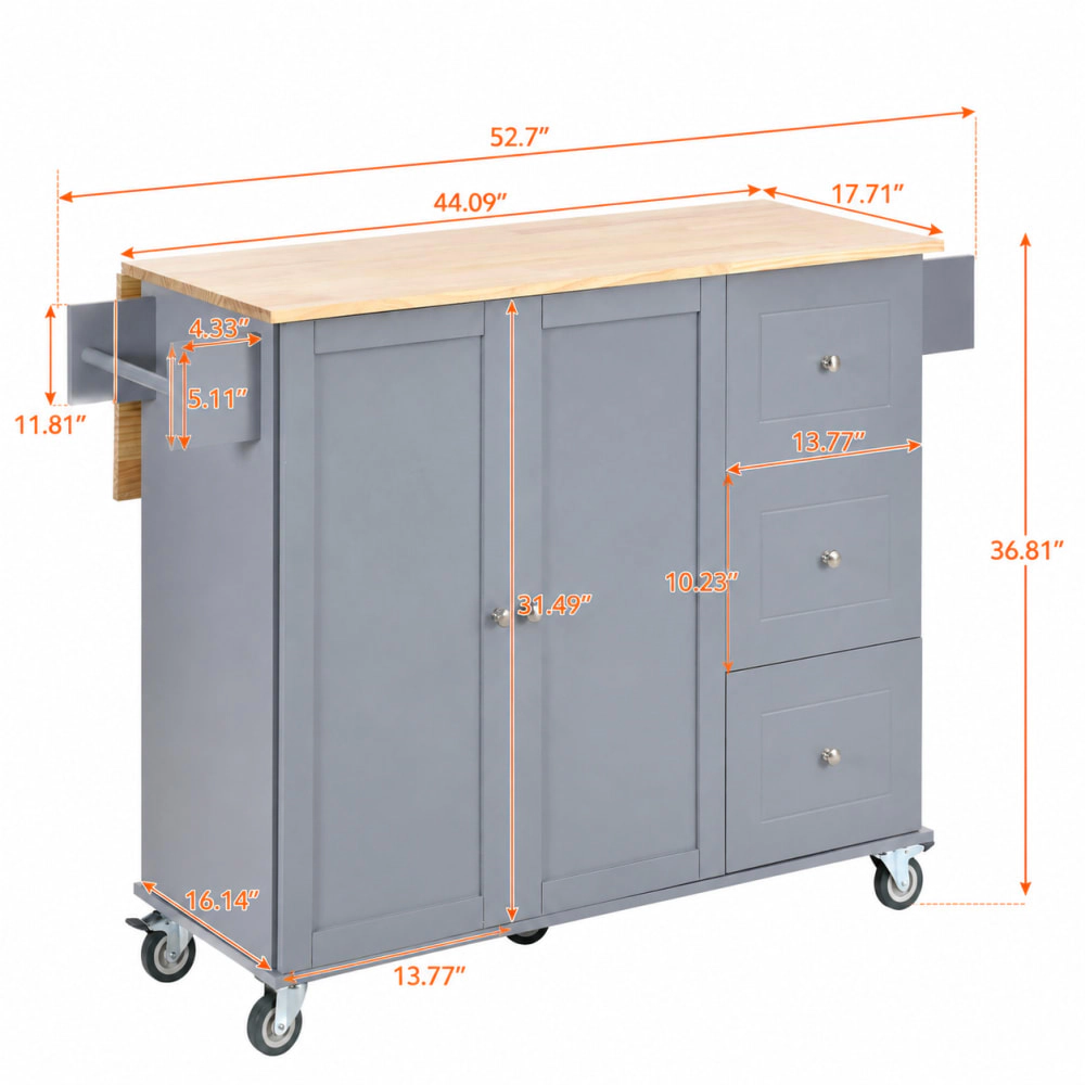 ELEMENT ACE Mobile Kitchen Island Cart With Storage