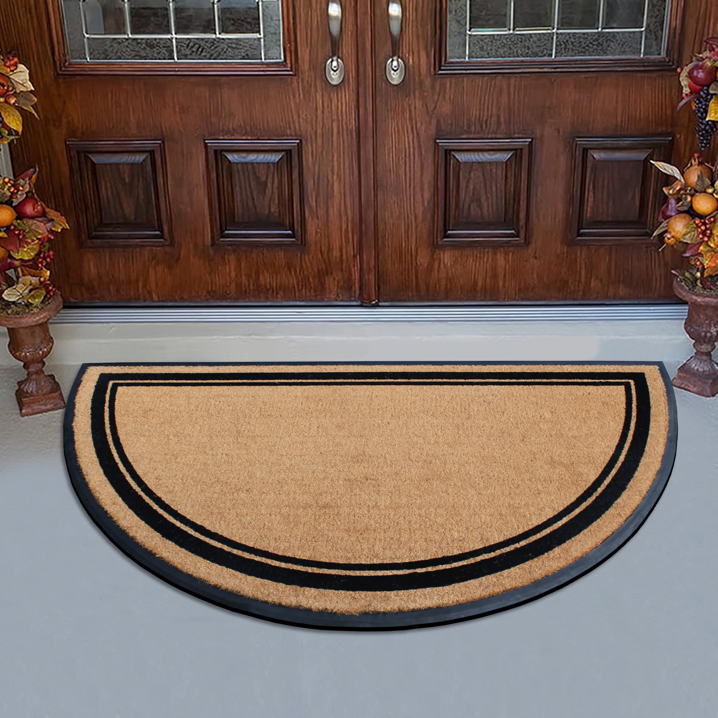 A1HC Half-Round Coir and Rubber Door Mat 36x72 Inches Low-Profile Long-Lasting Classic Semicircle