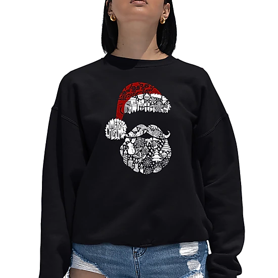 LA Pop Art Santa Pics - Women's Word Art Crewneck Sweatshirt