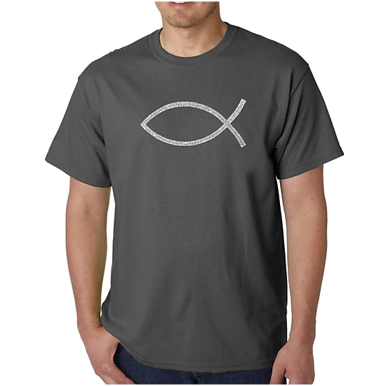 LA Pop Art Men's Word Art T-Shirt - Jesus Fish