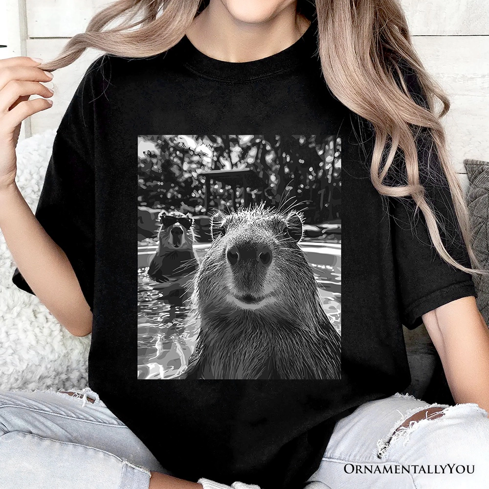 OrnamentallyYou Unisex Funny Capybara Selfie Meme T-Shirt