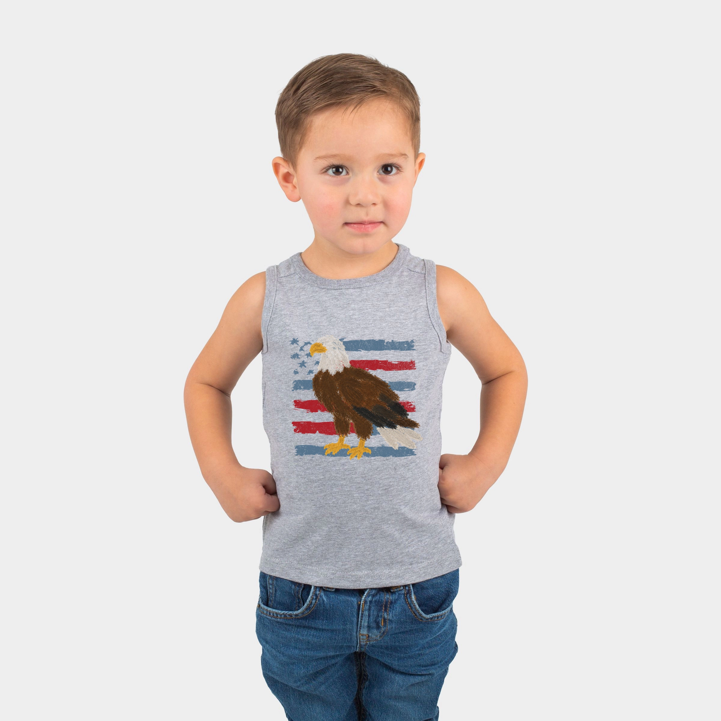 The Juniper Shop - Toddler Graphic Tank Bald Eagle Patriotic Flag