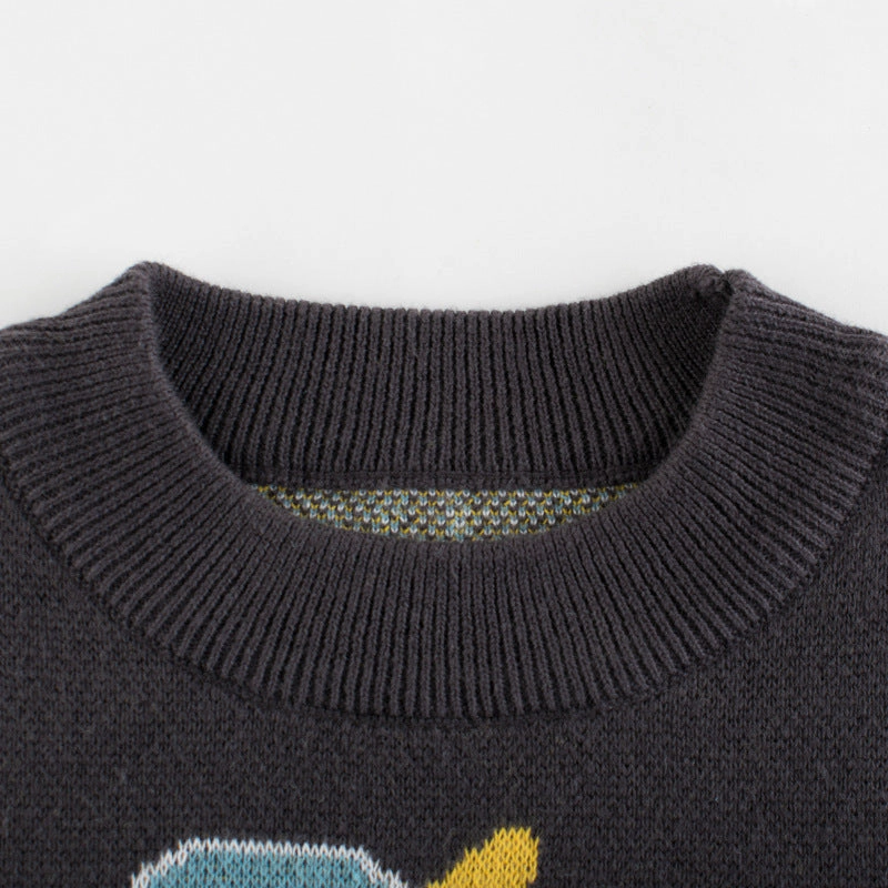 MyKids-USA Baby All Over Cartoon Dinosaur Graphic Long Sleeves Pullover Knitting Sweater