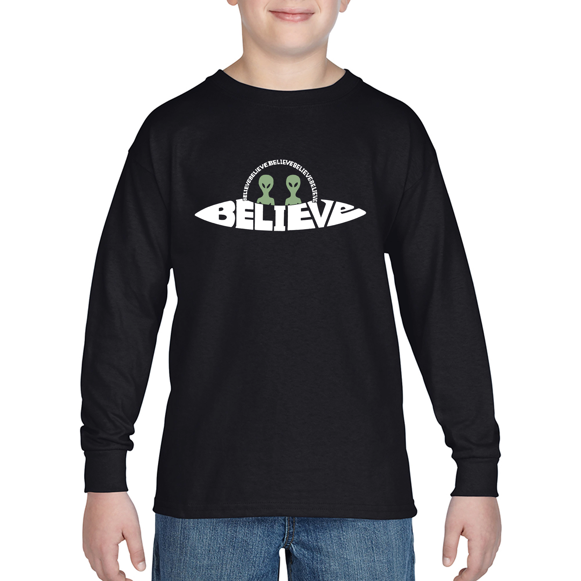 LA Pop Art Boys Long Sleeve T-Shirt - Believe UFO