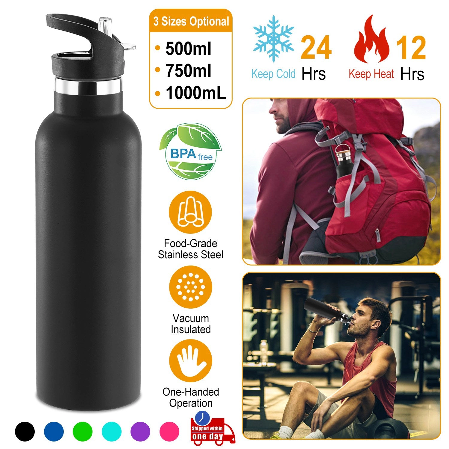 GBruno Vacuum-Insulated Stainless Steel Water Bottle