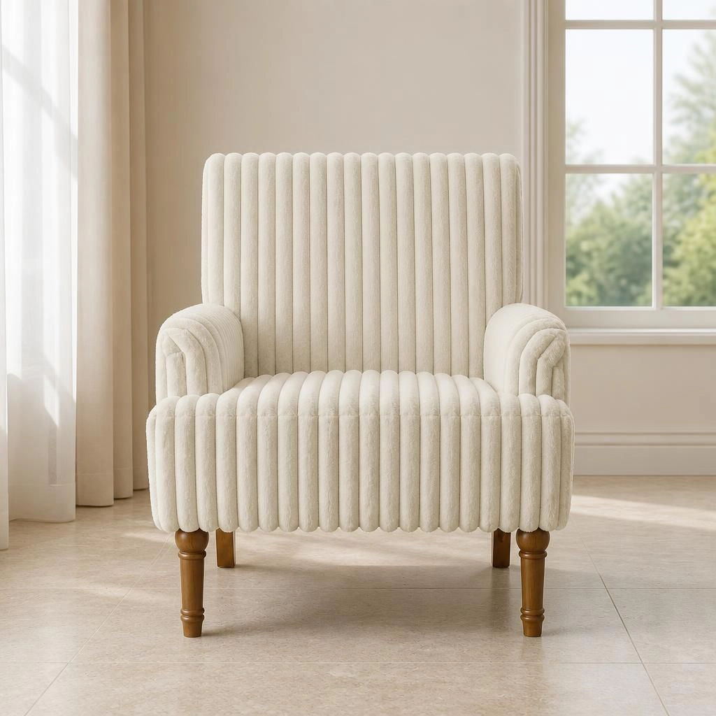 GOODSILO Upholstered Accent Chair with Solid Wood Base