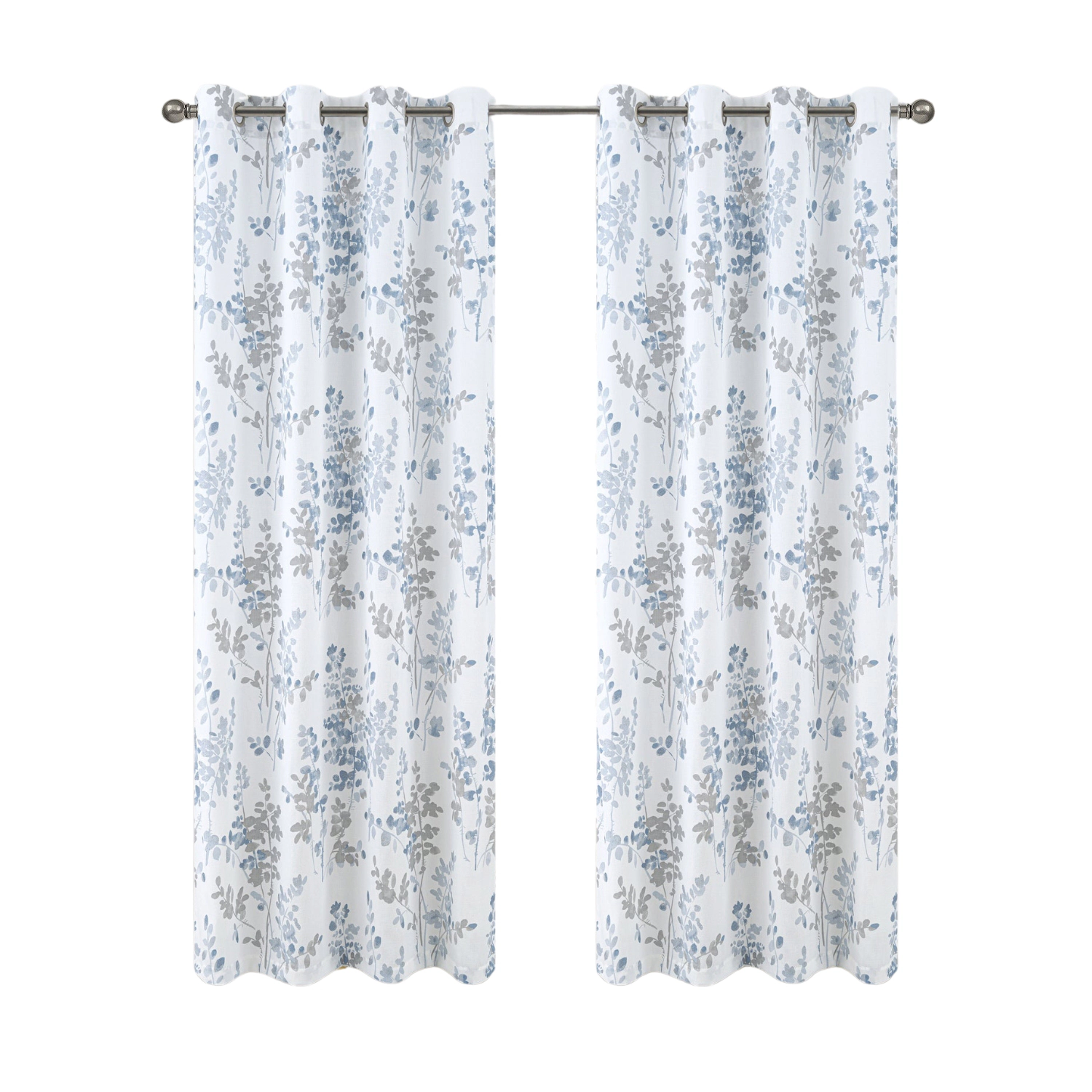 Olivia Gray 100% Polyester 140 GSM Aiden Printed Textured Grommet Curtain Panel 54" x 84