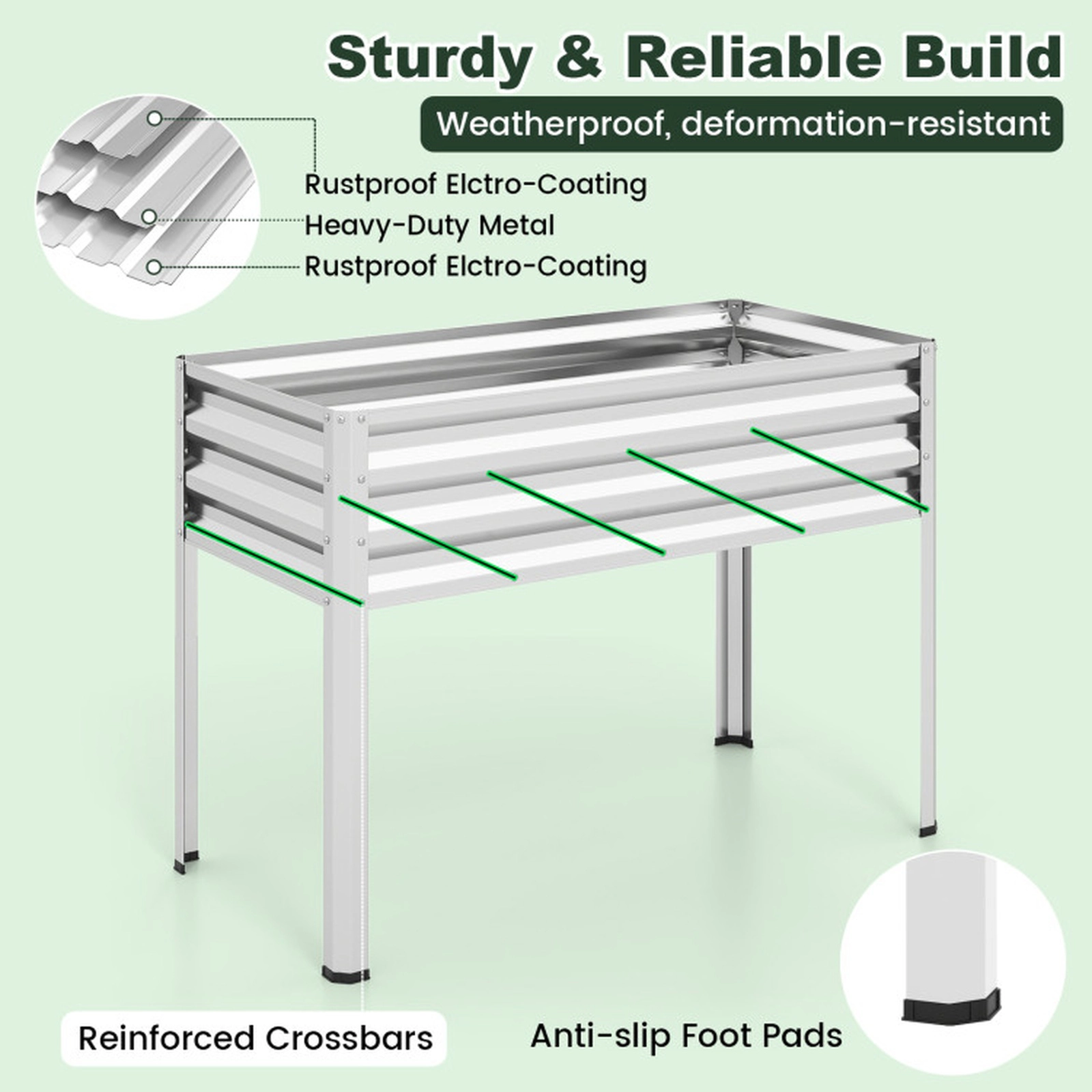 SUGIFT Set of 2 Silver Galvanized Raised Garden Beds with PE Greenhouse Covers 44-in W 22-in D 60-in H