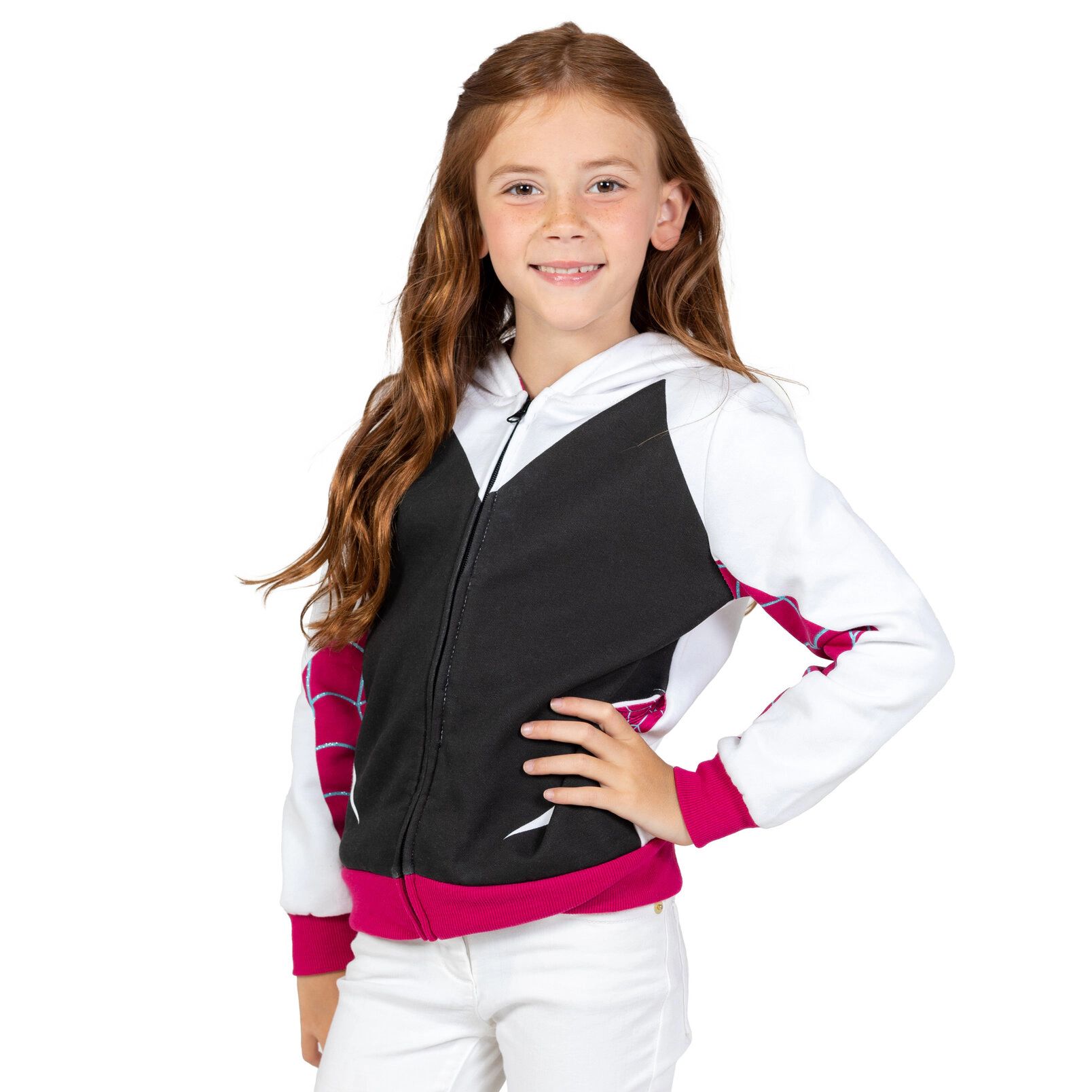 Marvel Spider-Man Girls' Cosplay Fleece Zip-Up Hoodie