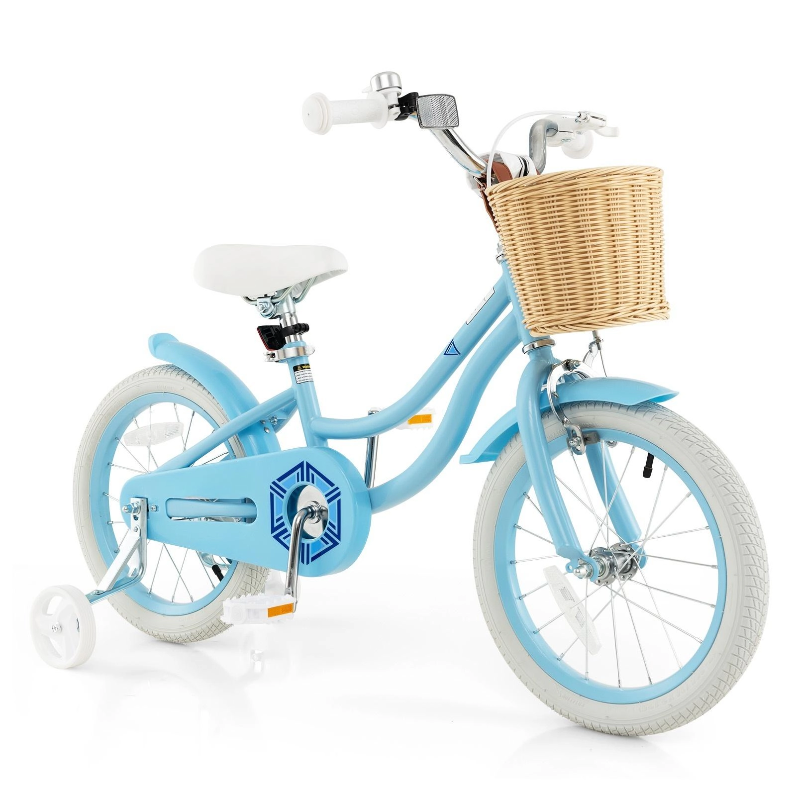 SUGIFT 16-Inch Kids Bike with Training Wheels Hand and Coaster Brakes 99-110-lb Capacity Ages 4-7 Blue