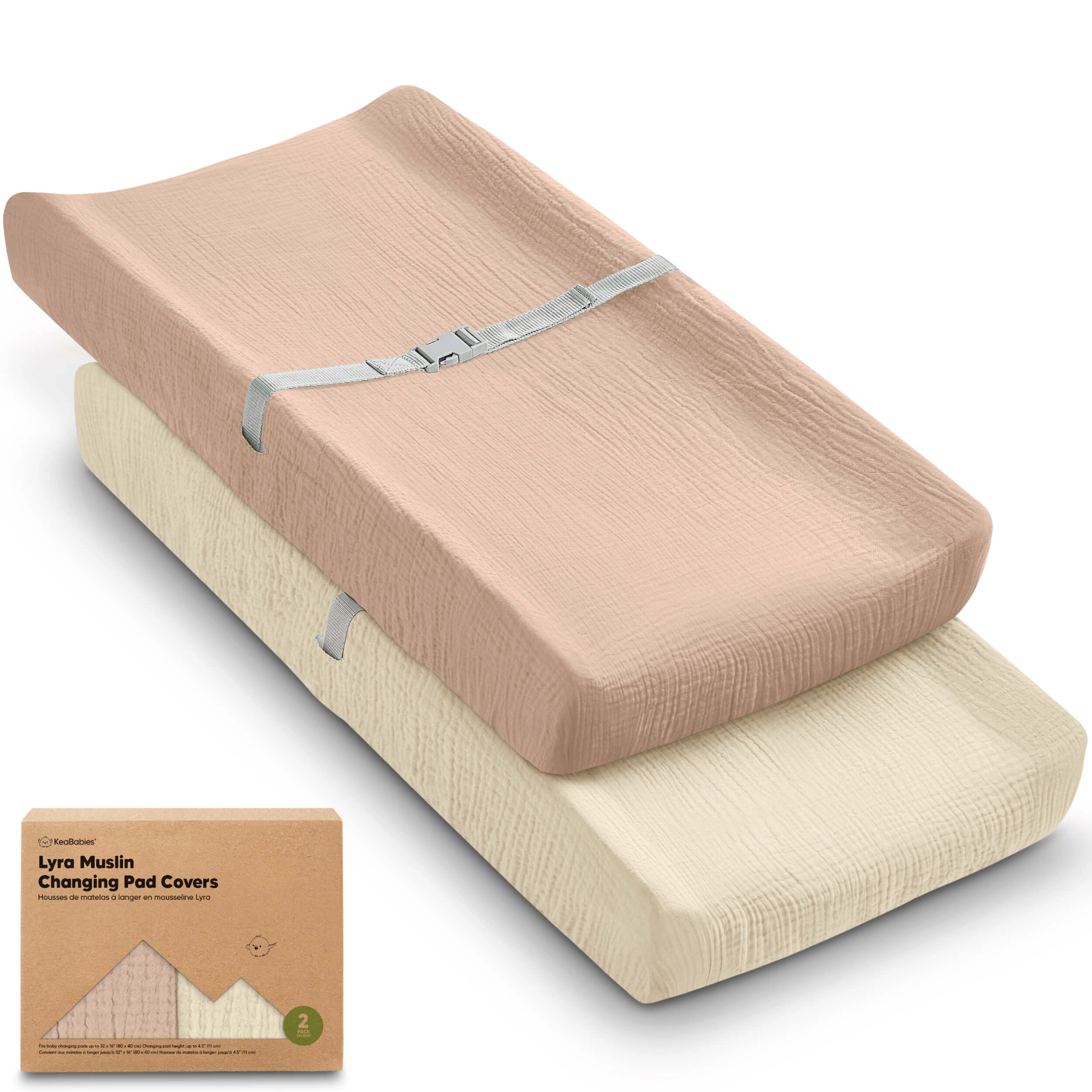 KeaBabies 2-Pack Lyra Muslin Changing Pad Covers