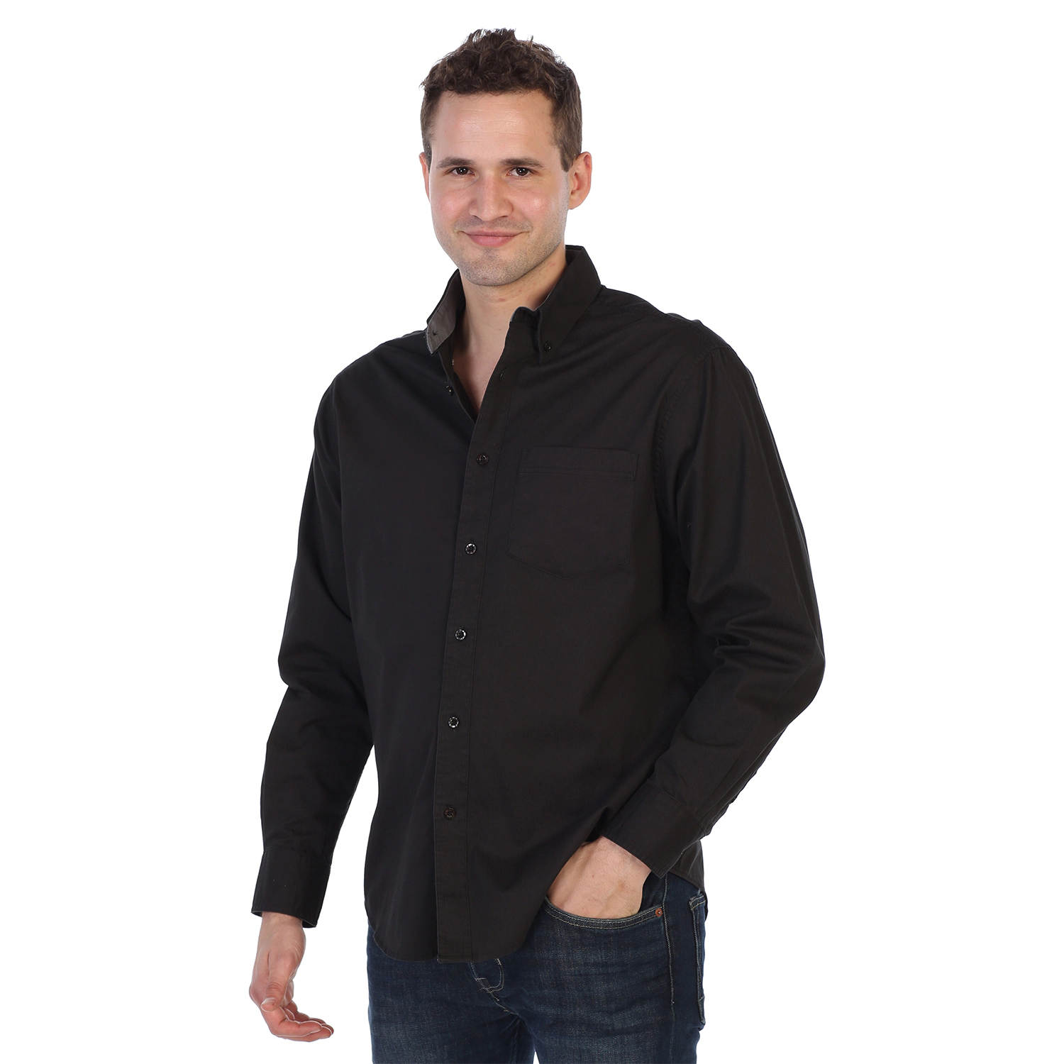 Gioberti Men's 100% Cotton Twill Oxford Shirt with Contrast