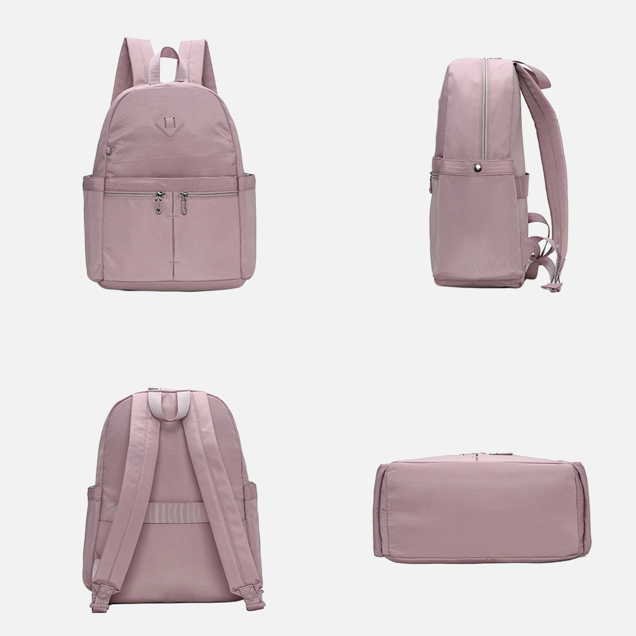 Mia K Collection Tatum Backpack - Textured Nylon Travel with Laptop Compartment
