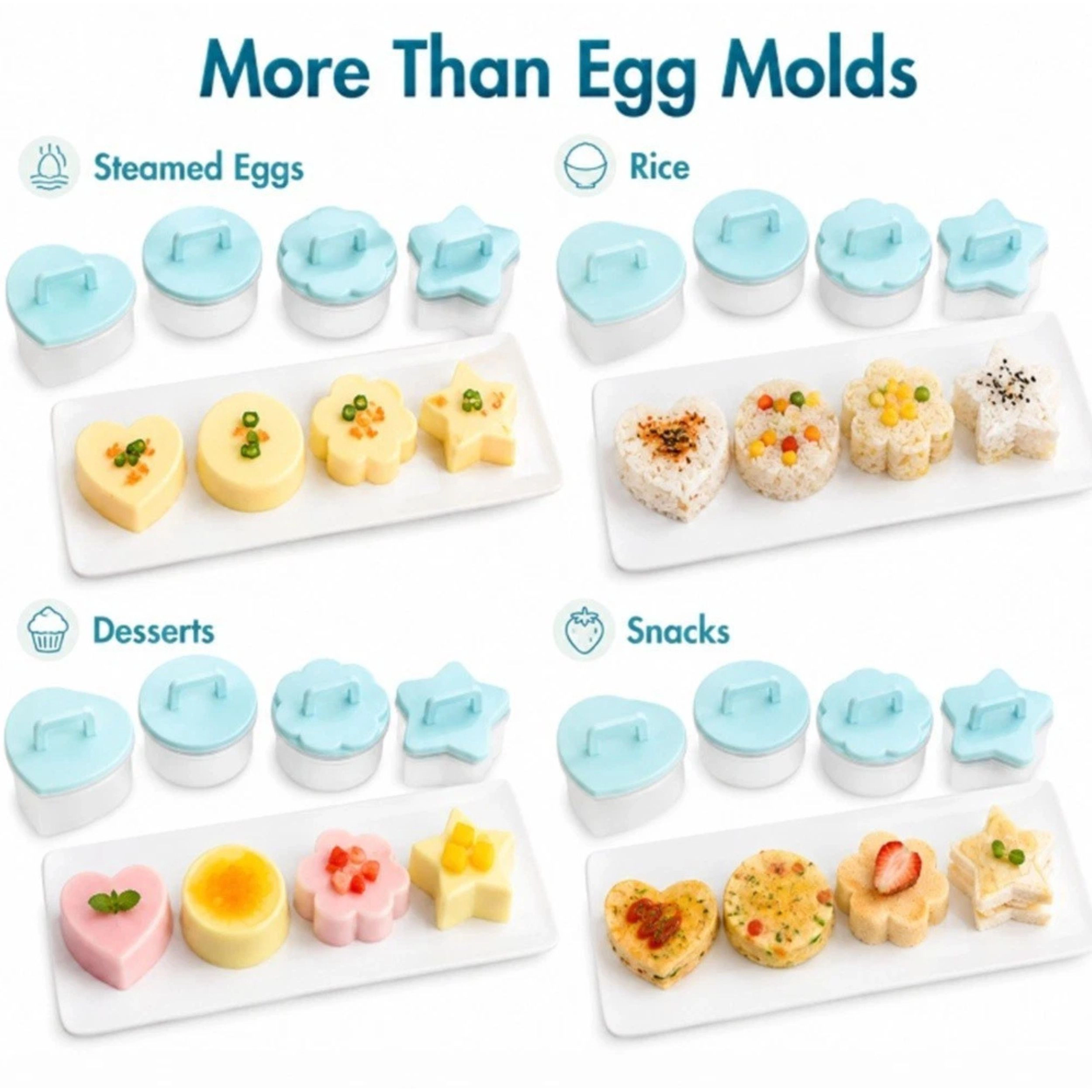 Home Collection Pack of 4 Cartoon Egg Molds Cute Egg Shapers
