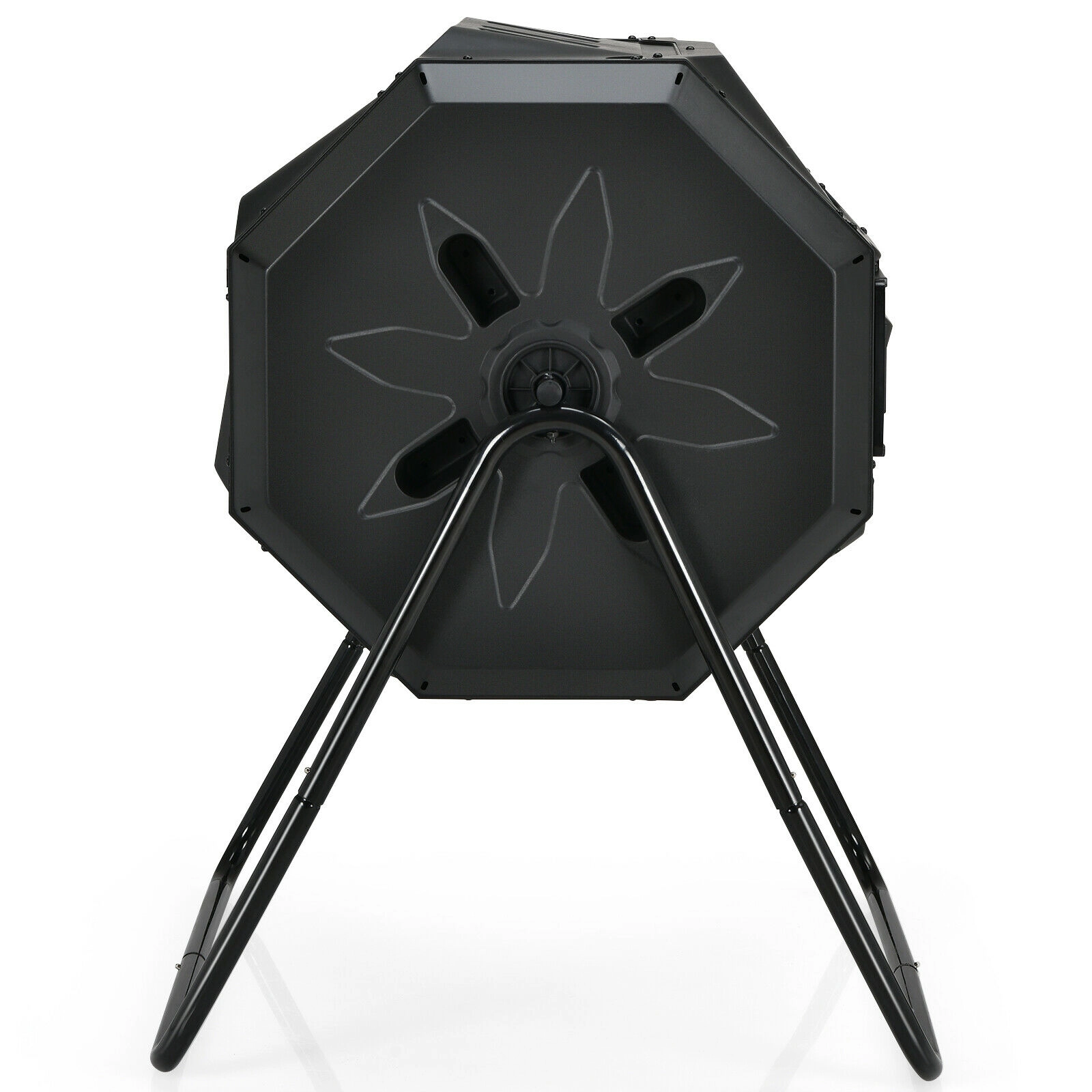 SUGIFT Dual-Chamber Rotating Composting Tumbler Bin 43-Gallon Capacity 37-in Tall Black/Green
